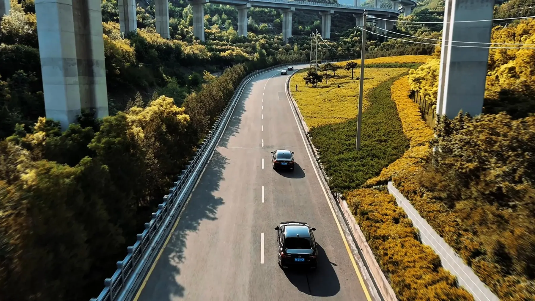 一条盘山路，
和一整天的光